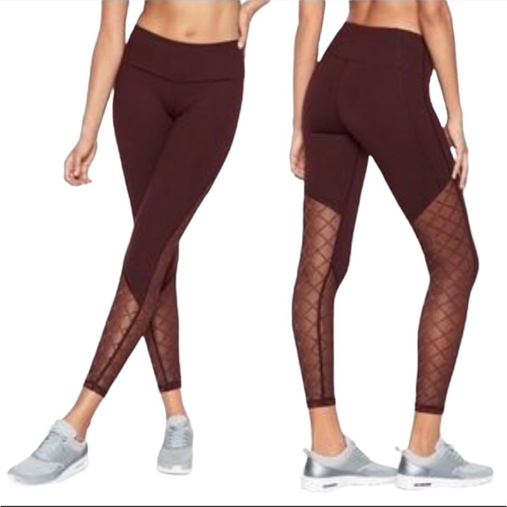 Victoria’s Secret Victoria Sport Maroon & Gold Knockout Tight Leggings NWT - Picture 2 of 11